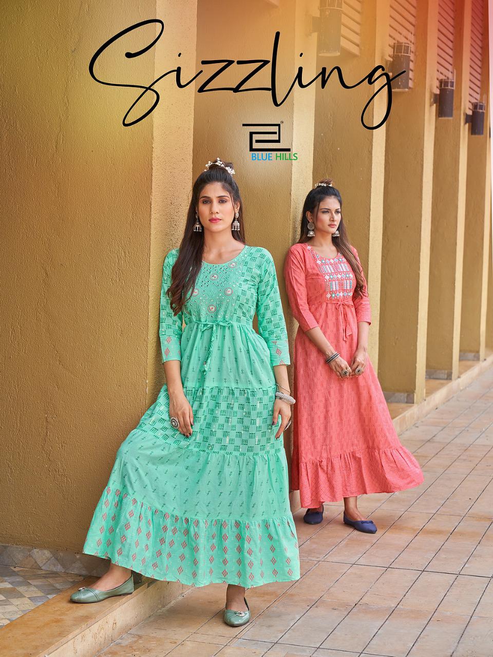 Blue Hills Sizzling Fancy Party Wear Cotton Printed Long Anarkali Kurti Collection
